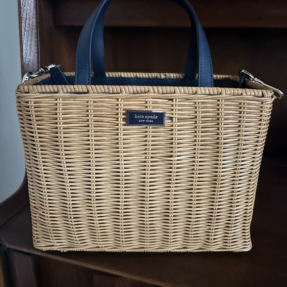 Kate Spade Sam Floral Medley Wicker Medium Satchel - Picture 5 of 8